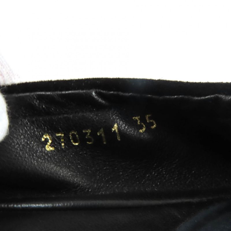 Gucci 270311 Bamboo Bit Suede Leather Pumps Flat Shoes Black 35 With Box Made