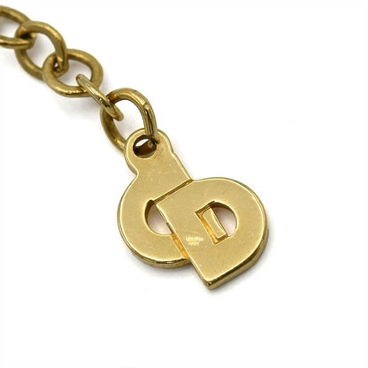 Christian DIOR Necklace Heart Rhinestone Bijoux Logo Gold Color Accessories