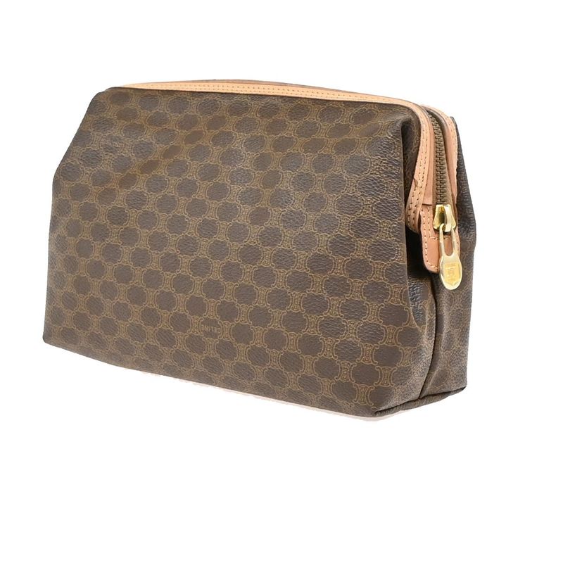 Celine Pouch Macadam PVC Leather Brown 04ka884