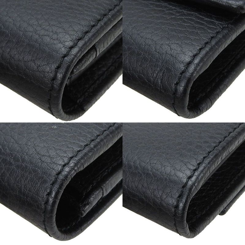 Gucci Fold Long Wallet 456116 GG Marmont Leather Black Wallet Small Everyday