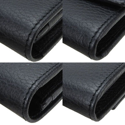 Gucci Fold Long Wallet 456116 GG Marmont Leather Black Wallet Small Everyday