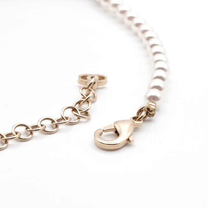 Chanel Necklace Pendant Choker Gold Coco Mark Ribbon Chain Lambskin