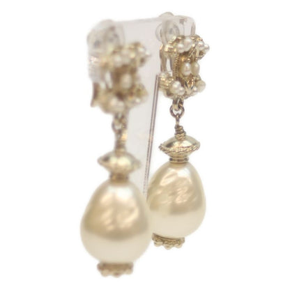 Chanel A11C GP Swing Pearl Coco Mark Earrings 90 Gold Faux Pearl Baroque Pearl