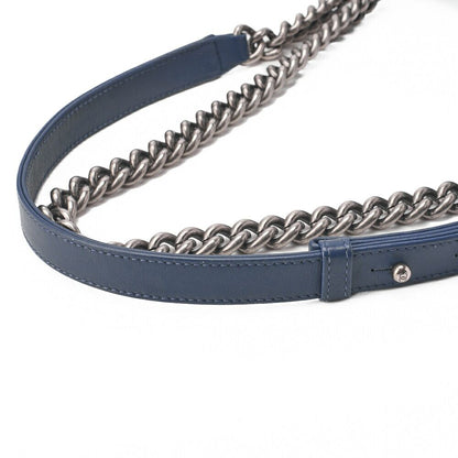 Chanel Boy Chanel Matelasse Chain Shoulder Denim Blue With Silver Hardware