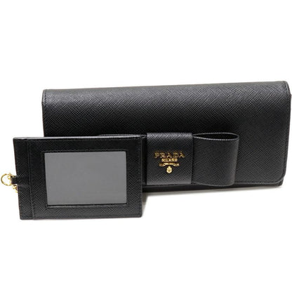 Prada Zipper Long Wallet With Pass Case And Coin Purse In Sapphiano Fiocco Calf