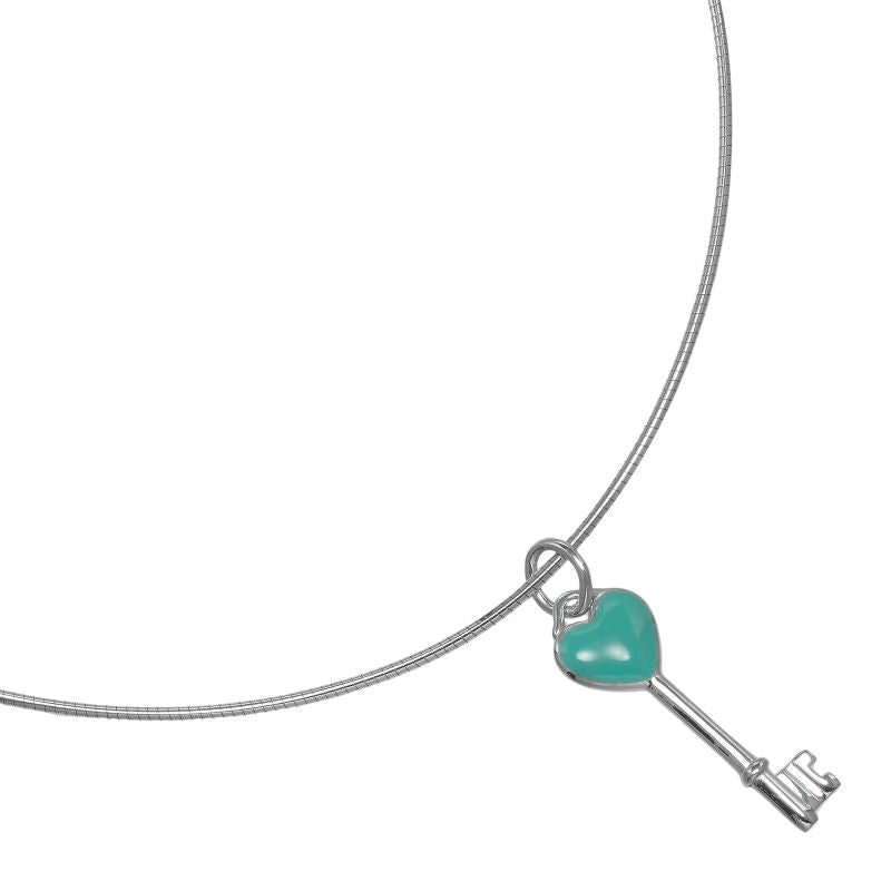 Tiffany & Co Heart Key Choker Silver 925 Ladies 6.7g Necklace