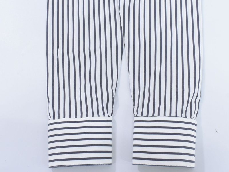 Authentic Dior Striped Shirt Long Sleeve Top 37 White Gray Men's Clothing Used