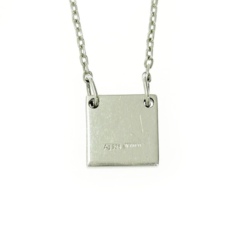 Gucci Silver Logo Square Plate Necklace 6.0g 925 Engraved 407864 Necklace