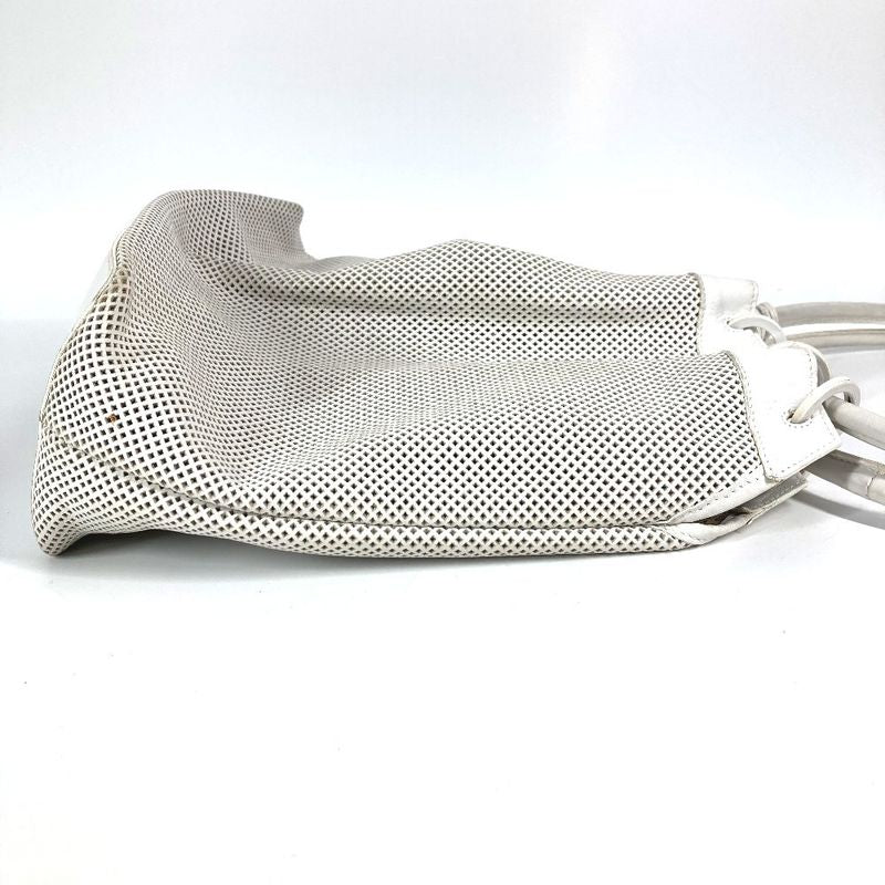Gucci Shoulder Bag Perforated Mesh Logo 90644 Leather White