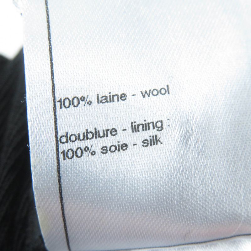 CHANEL P46707v34279 100% Wool Coco Mark Button Pleated Skirt Black 34 Made In