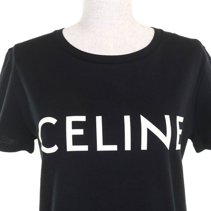 Celine 2x314916g 100% Cotton Logo Crew Neck Short Sleeve T-shirt Black White S