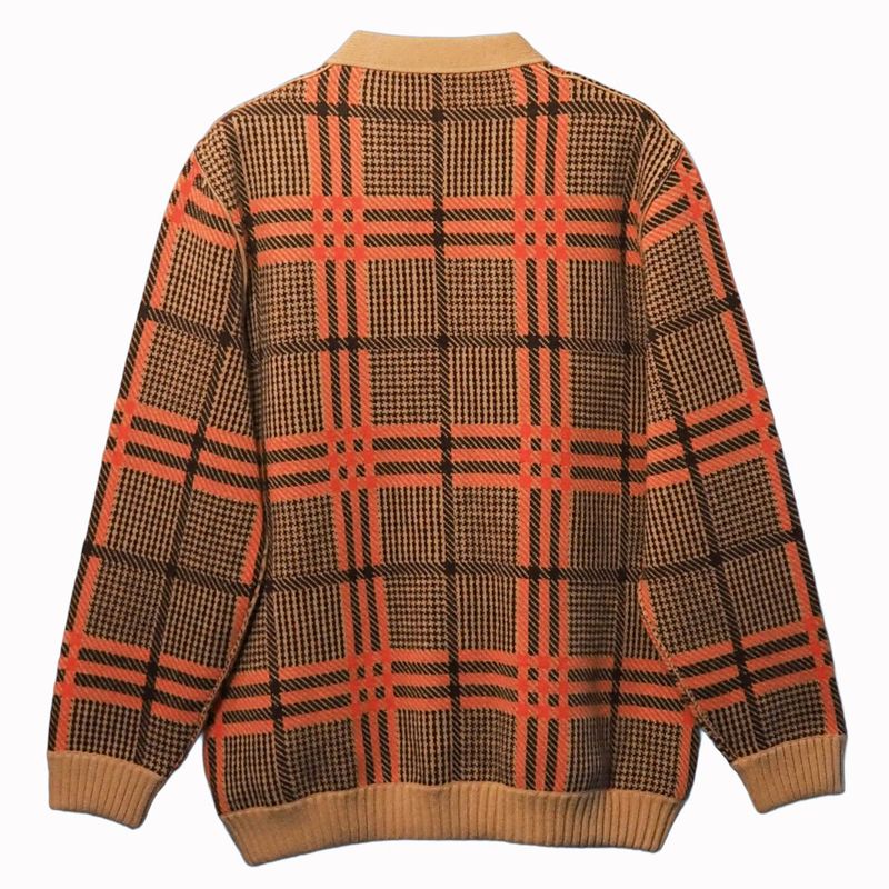 Gucci GG Wool Check Reversible Cardigan Glen Check Woven Long Sleeve Women's V