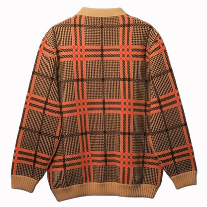 Gucci GG Wool Check Reversible Cardigan Glen Check Woven Long Sleeve Women's V