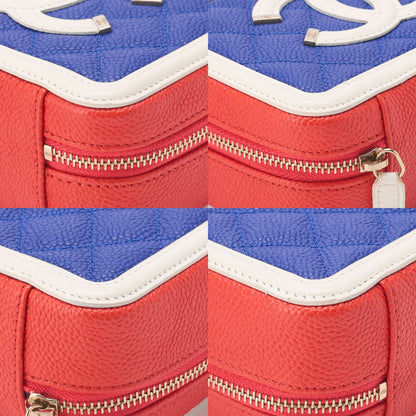 Chanel Shoulder Bag Coco Mark CC Filigree Mini Caviar Skin Red X Multicolor