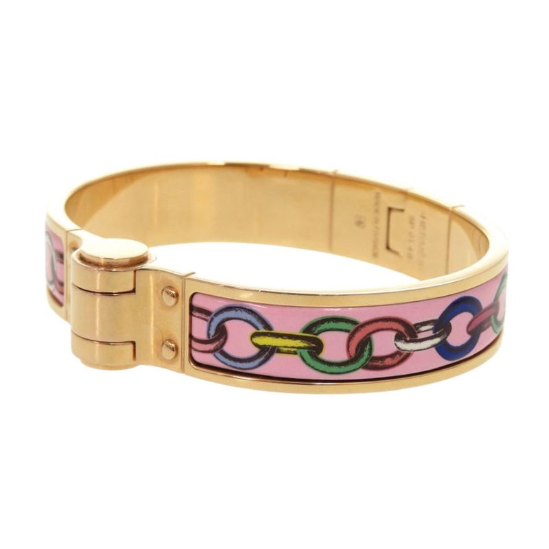 Hermes Charnière PM Bangle Metal Pink Gold Bracelet 0177 Hermes