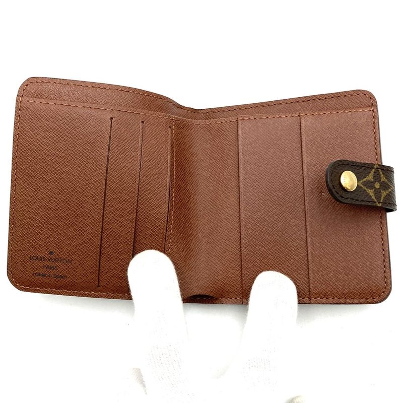 Louis Vuitton M61667 Compact Zip Wallet Brown Monogram Bifold Wallet Ladies Men