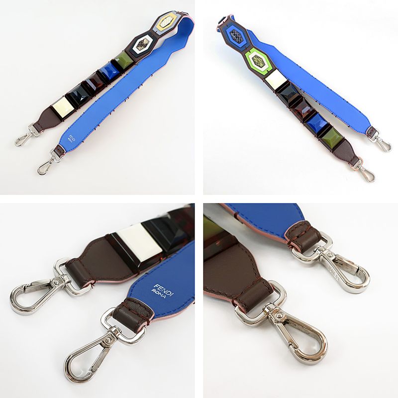 Fendi Strap Yu-croc Brown Blue-pink Multicolor-shoulder-strap