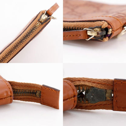 Gucci GG 146570 Striped Leather Brown Unisex Pouch