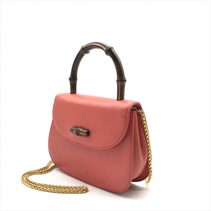 Gucci Bamboo 2-Way Hand Chain Shoulder Bag Pink