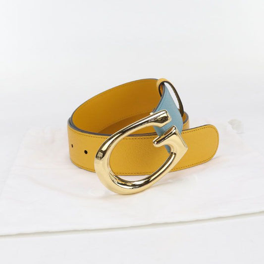 Gucci G Buckle Bicolor Belt 709954 Belt Leather Unisex