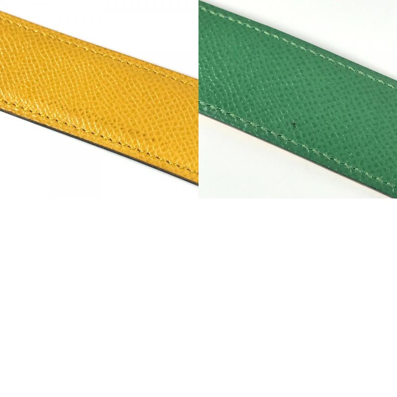 Hermes Belt H Belt Leather Green Yellow