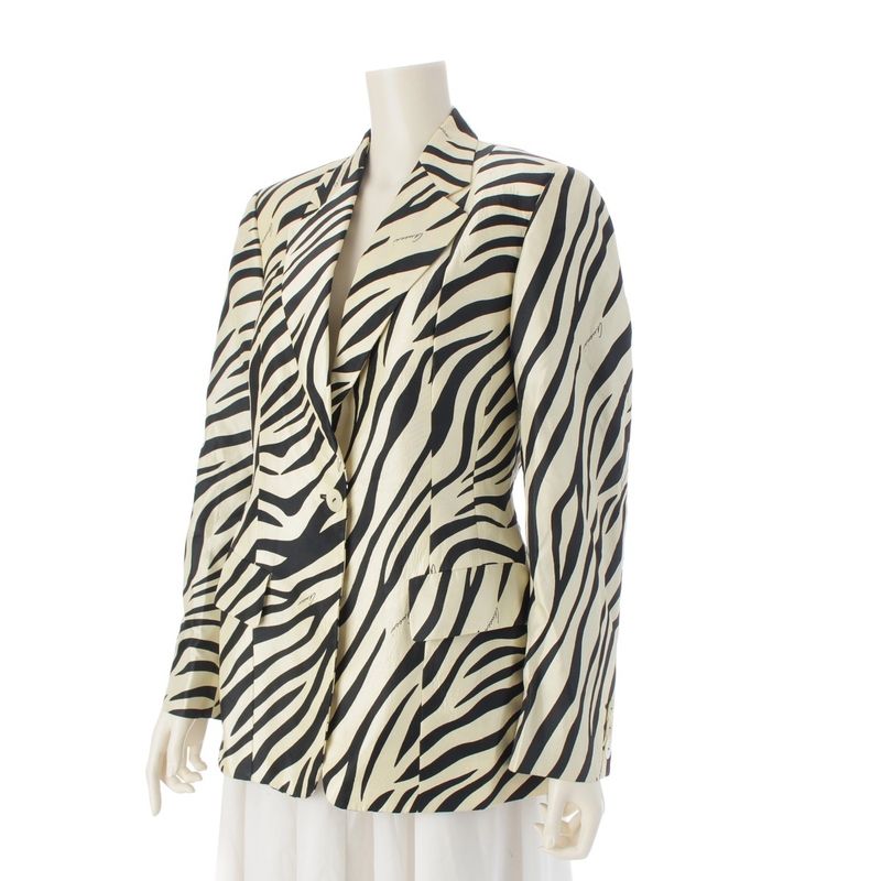 Gucci 1996 Tom Ford Period Zebra Print Logo Gel Button Tailored Jacket Outerwear