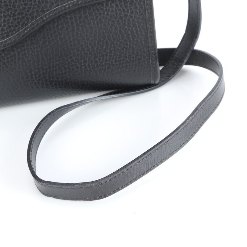 Vintage Christian Dior CD Logo Leather Shoulder Bag Crossbody Black Women EUE