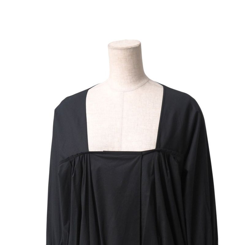Christian DIOR Blouse Size 44 Gathered Long Sleeve Shirt Square Neck Made In