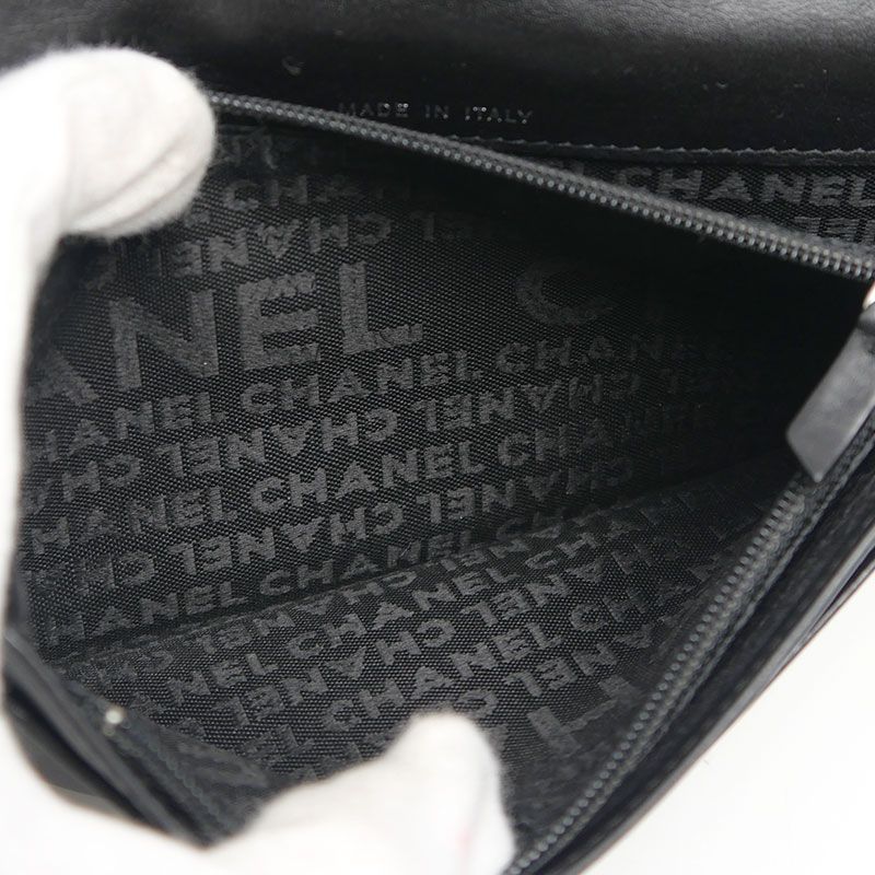 Chanel Bifold Long Wallet Leather Black Matelasse