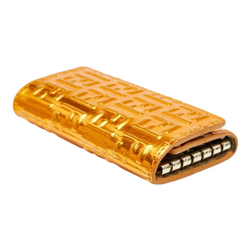 Fendi Zucchino Key Case 6-ribbon 8ap002 Orange Leather Women's Fendi