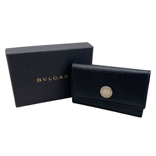 Em0680 Bvlgari 6-ring Key Case 20234 Men's Black Leather Black