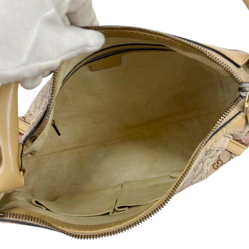 Gucci One Shoulder Bag Handbag Scarlet Interlocking GG Canvas Lame Hobo Soho