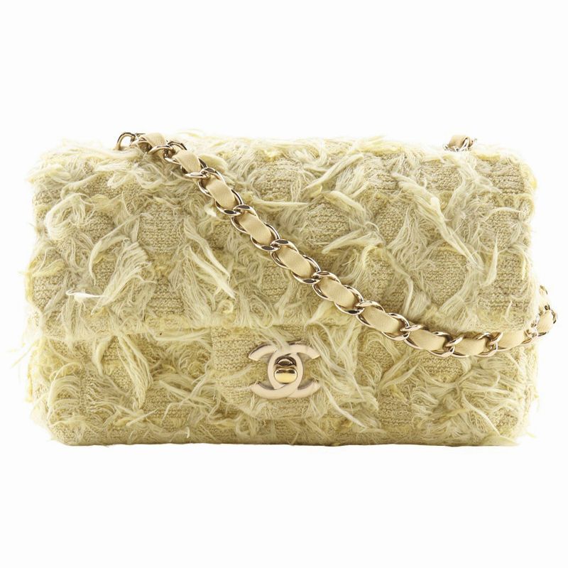 Chanel Mini Matelasse Chain Shoulder A69900 Tweed Yellow Ladies Shoulder Bag