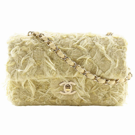 Chanel Mini Matelasse Chain Shoulder A69900 Tweed Yellow Ladies Shoulder Bag