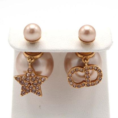 Christian DIOR Earrings Tribal Earrings CD Logo Faux Pearl Rhinestone Star