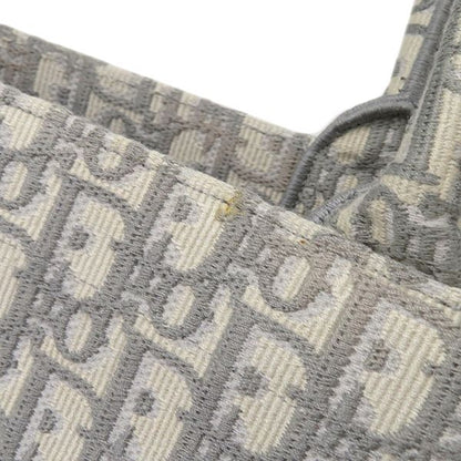 Christian Dior Tote Bag Book Tote Medium Canvas Gray Handbag Embroidery Oblique