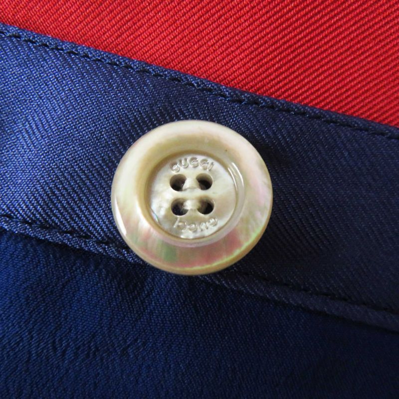 Gucci 21 676553 100% Silk Logo Botanical Flower Pattern Long Wrap Skirt Navy