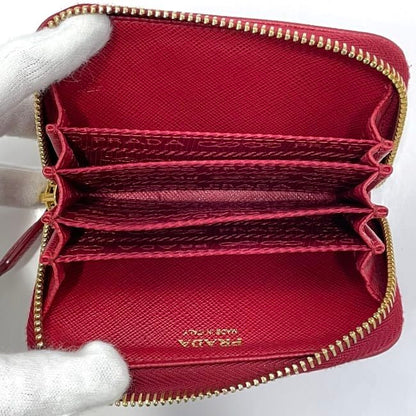 Prada Card Case Red 1ml040 Excellent Condition Saffiano Leather Preowned