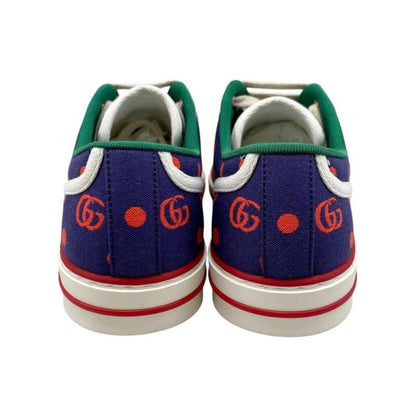 Gucci Sneakers Tennis 1977 Low Cut 606110 38 1 2 Size Double G Dot Navy Red