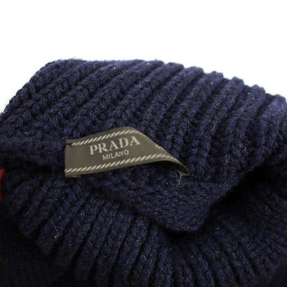 Prada Shetland Turtleneck Wool Knit Sweater Navy 48