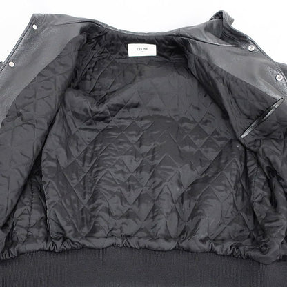 Celine Hooded Jacket Black Notation Size 44 Soft Lambskin Leather
