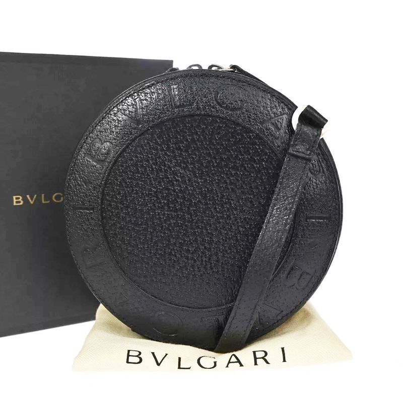 Bvlgari Bee Zero One Mini Shoulder Bag Logo Leather Black 80bs126