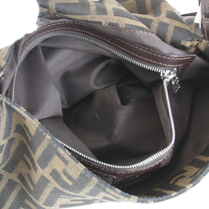 Fendi Zucca Mamma Bucket Shoulder Bag Canvas Brown