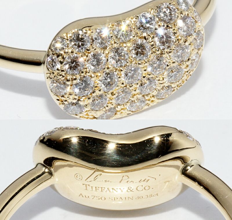 Tiffany & Co Ring 18K Yellow Gold With Diamonds 038ct Elsa Peretti Bean Design