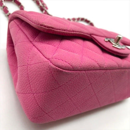 Chanel CC Logo Turnlock Soft Caviar Leather Mini Quilted Chain Shoulder Bag Pink