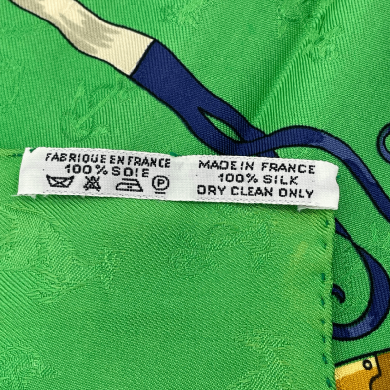 Hermes Carre 90 LE Geographe Geographer Green And Multicolor 100% Silk