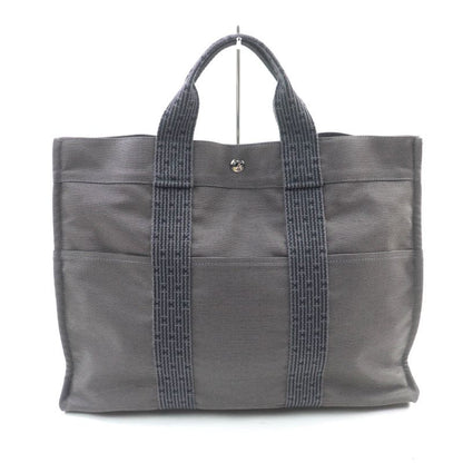 Hermes Yale Line MM Silver Hardware Serie Button Canvas Tote Bag Gray Made In