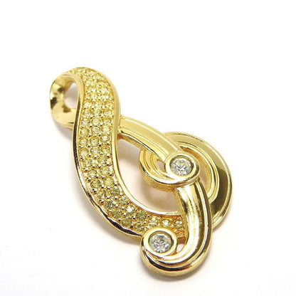 Christian Dior Pendant Top Metal Gold Clear Accessories Music Note Rhinestone