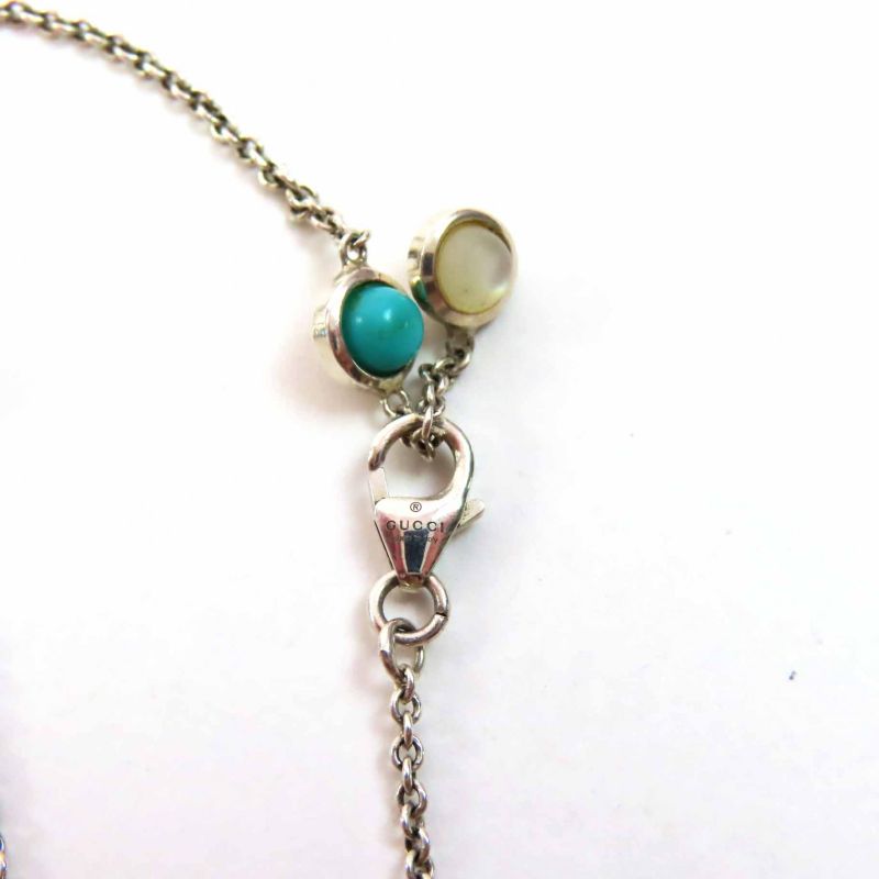 Gucci 527399 Double G Mother-of-pearl Necklace Current Ag925 Colored Stone