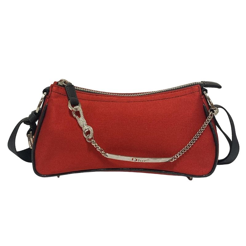 Dior/christian Dior Shoulder Bag - Red X Black X Silver Leather